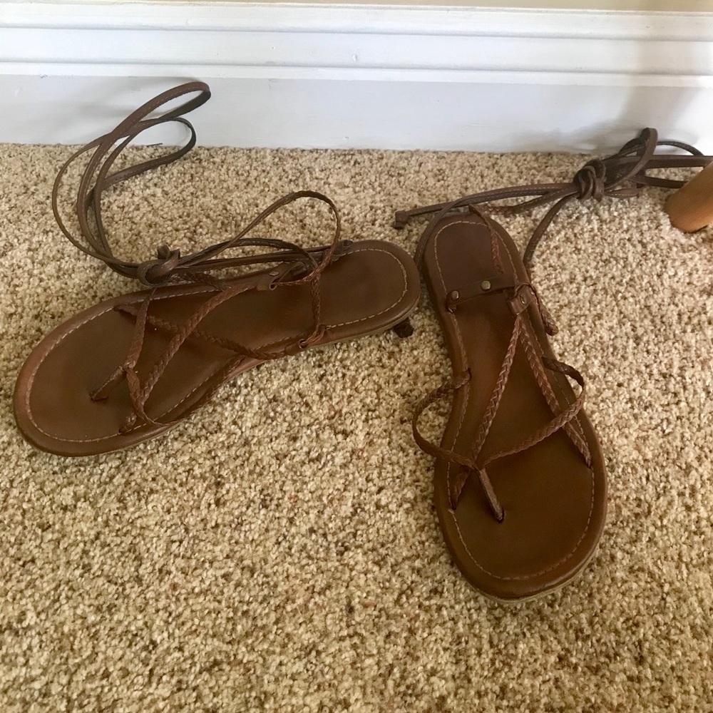 Altar’d State Brown Leather Lace-up Sandals